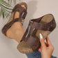 Frauen Mode Niete Keil Fisch Mund dicken Boden Sandalen
