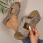 Frauen Mode Niete Keil Fisch Mund dicken Boden Sandalen