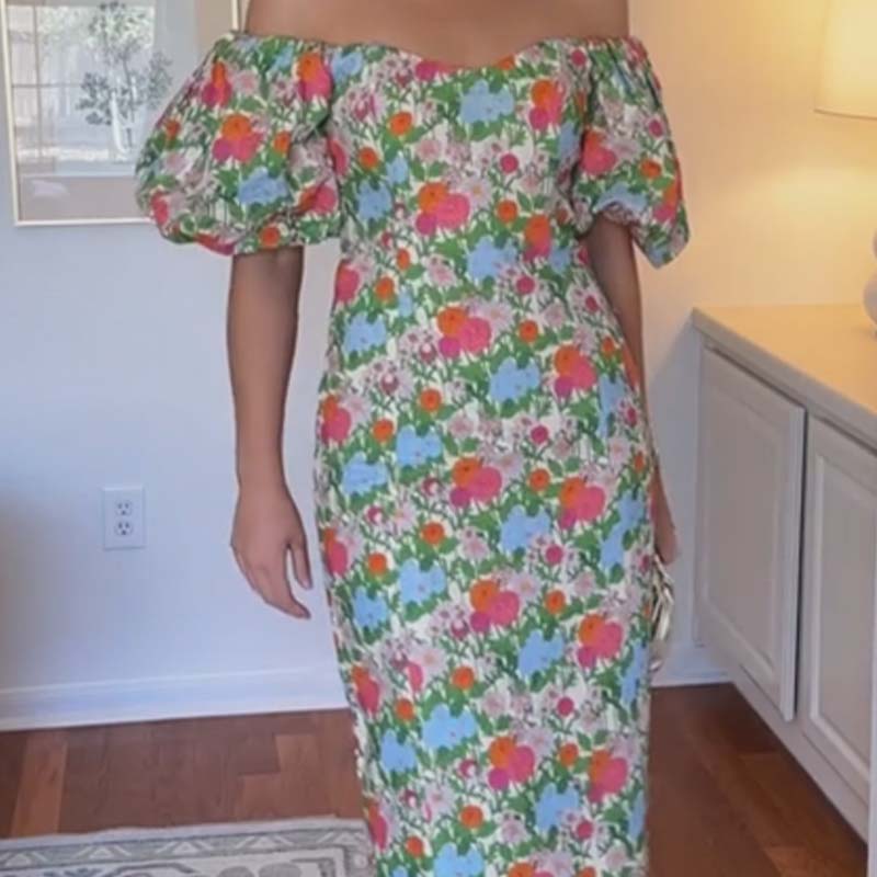 Elegantes, trägerloses Vintage-Kleid mit Blumenmuster für Damen