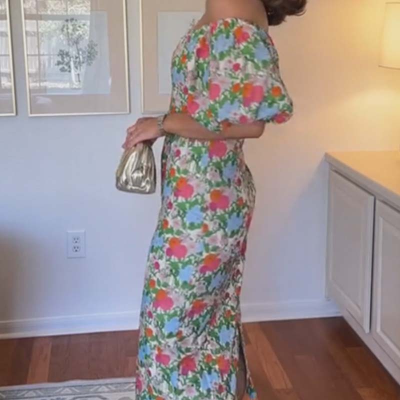 Elegantes, trägerloses Vintage-Kleid mit Blumenmuster für Damen