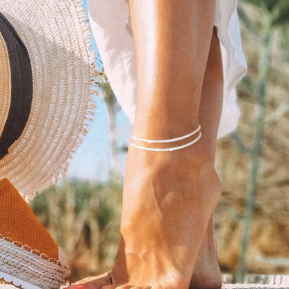 💜Kaufen Sie 1 und erhalten Sie 1 gratis💜Zierliches wasserdichtes Fußkettchen in Schichten