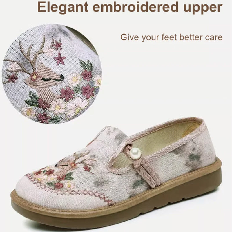 🔥Hot Sale ⏳Womens flache Slip-on-gestickte Schuhe