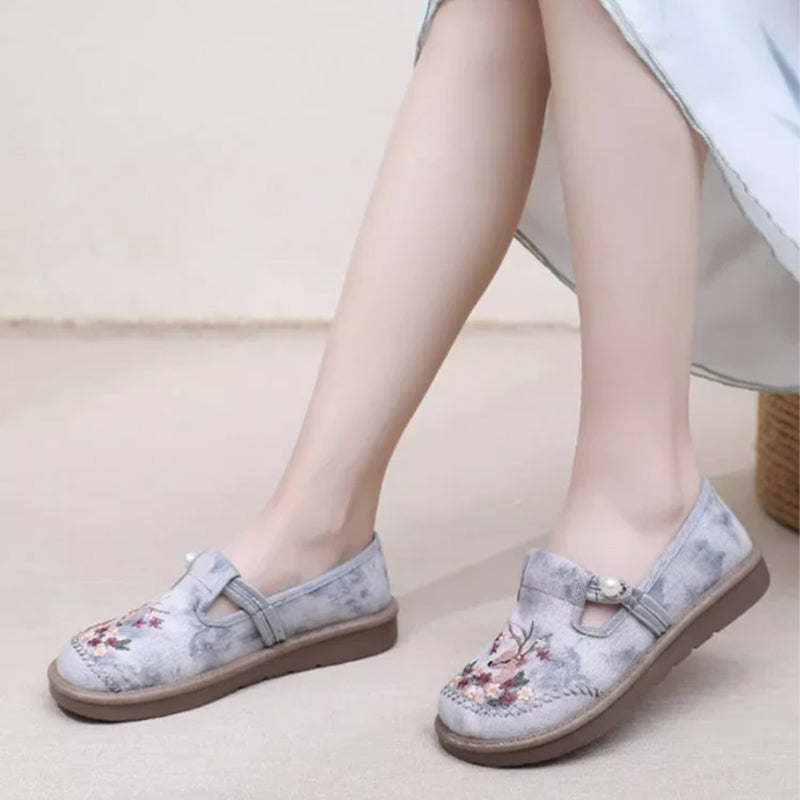 🔥Hot Sale ⏳Womens flache Slip-on-gestickte Schuhe