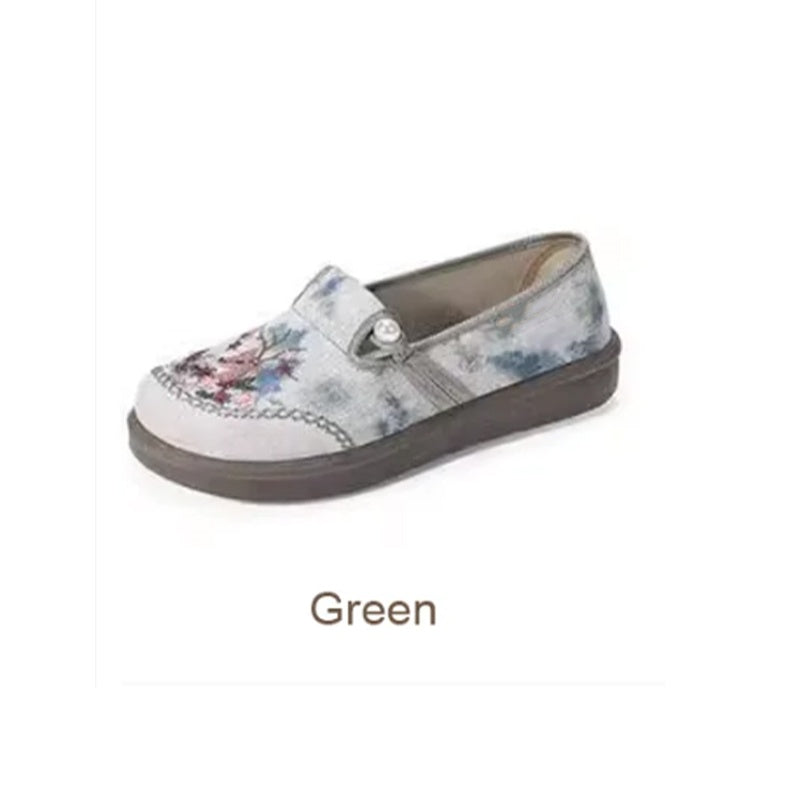 🔥Hot Sale ⏳Womens flache Slip-on-gestickte Schuhe