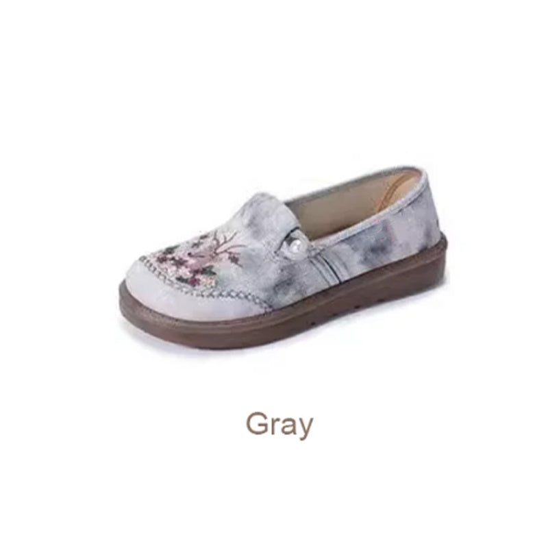 🔥Hot Sale ⏳Womens flache Slip-on-gestickte Schuhe