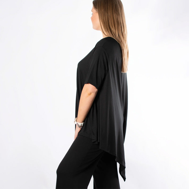 Damen-Set aus Oberteil mit unregelmäßigem Saum und lockerer Hose
