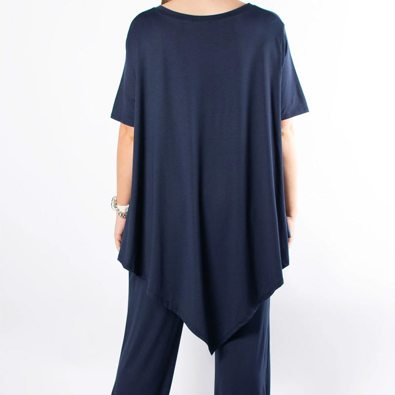 Damen-Set aus Oberteil mit unregelmäßigem Saum und lockerer Hose