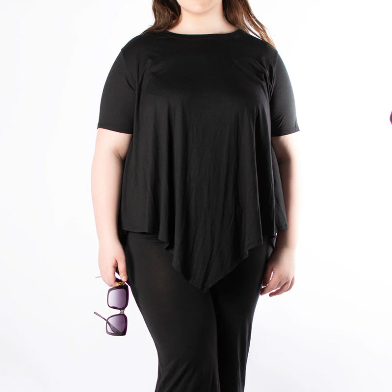 Damen-Set aus Oberteil mit unregelmäßigem Saum und lockerer Hose