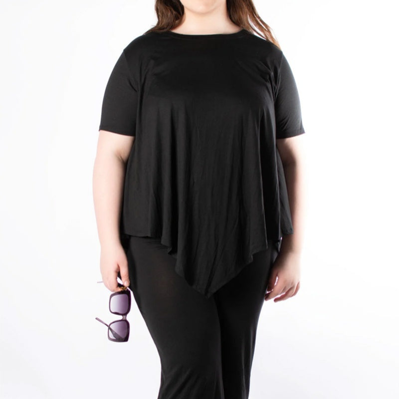 Damen-Set aus Oberteil mit unregelmäßigem Saum und lockerer Hose