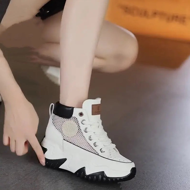Mesh-Sneakers mit dicker Sohle für Damen
