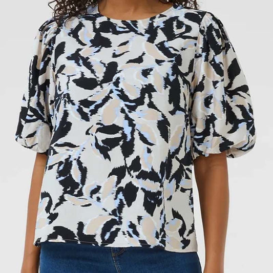 Babyblaues/schwarzes Oberteil mit abstraktem Print