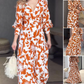 Karamellfarbenes Maxikleid mit Blumenmuster