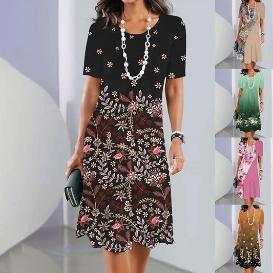 Elegantes Rundhalskleid mit Blumenprint für Damen