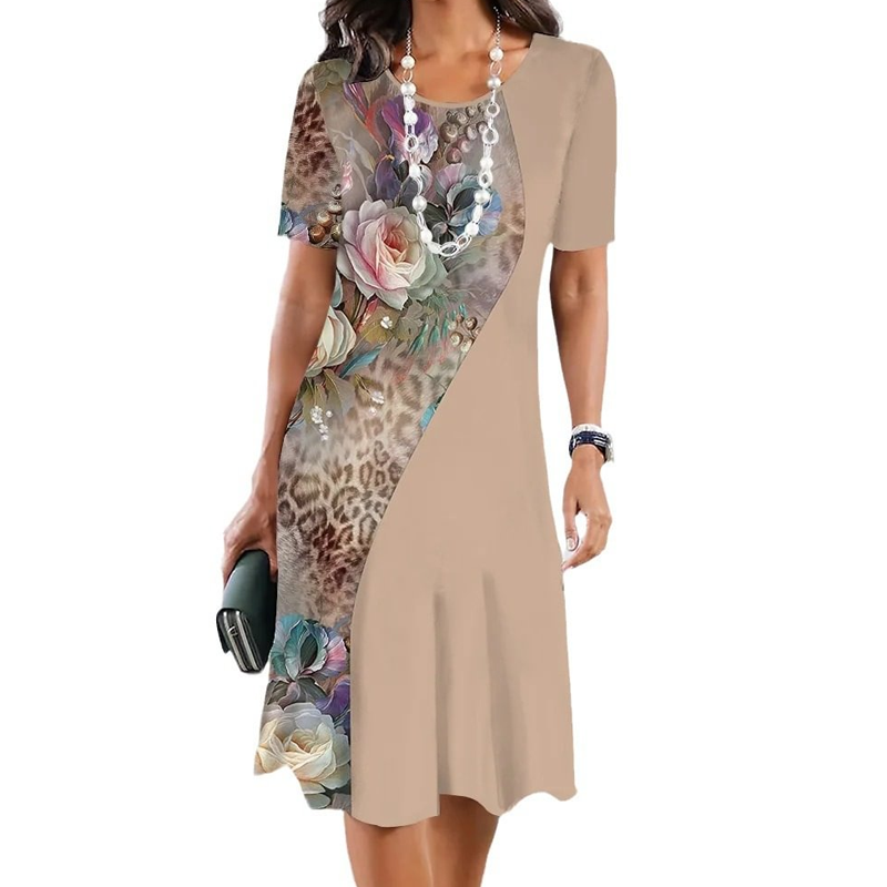 Elegantes Rundhalskleid mit Blumenprint für Damen