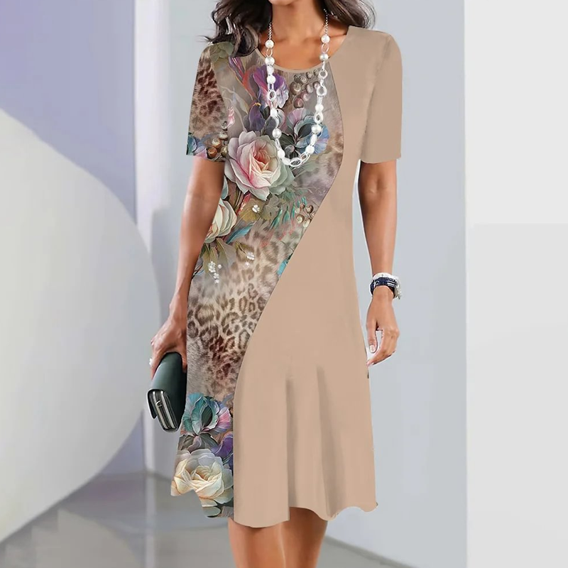 Elegantes Rundhalskleid mit Blumenprint für Damen