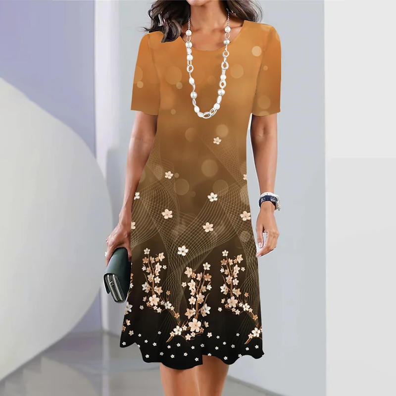Elegantes Rundhalskleid mit Blumenprint für Damen