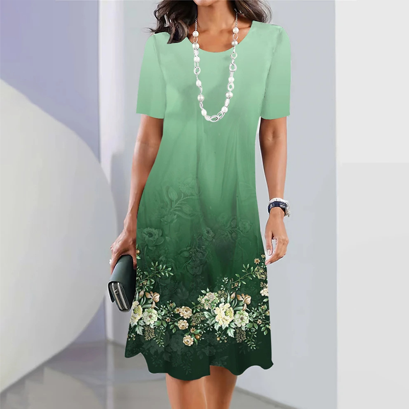 Elegantes Rundhalskleid mit Blumenprint für Damen
