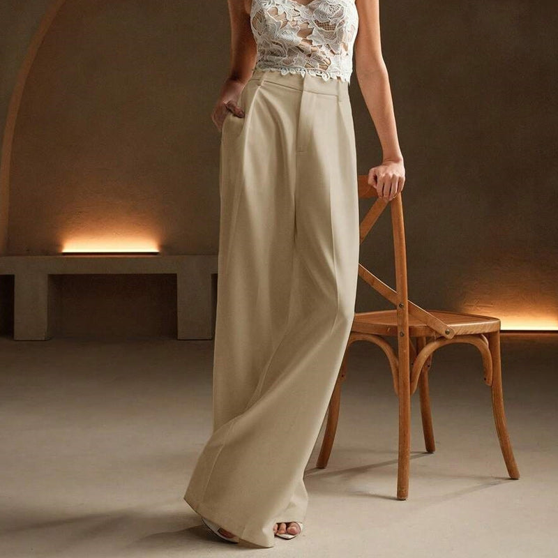 Weite Hose mit hoher Taille und Taschen für Damen