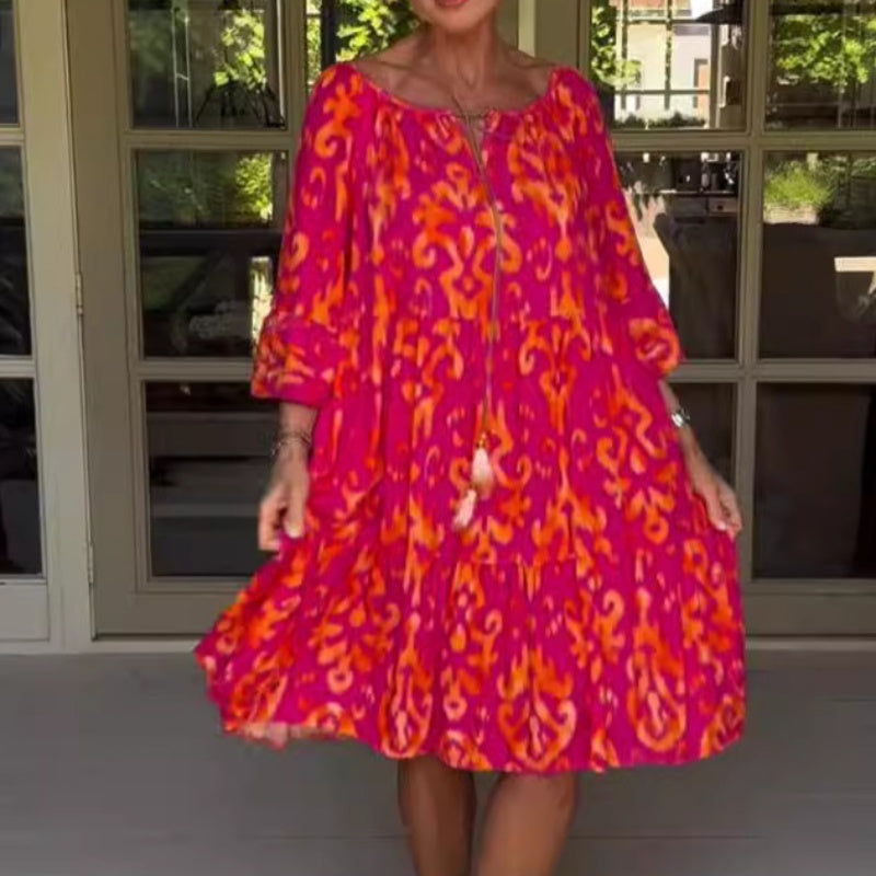 Midikleid mit lockerer Passform und Rüschensaum für Damen