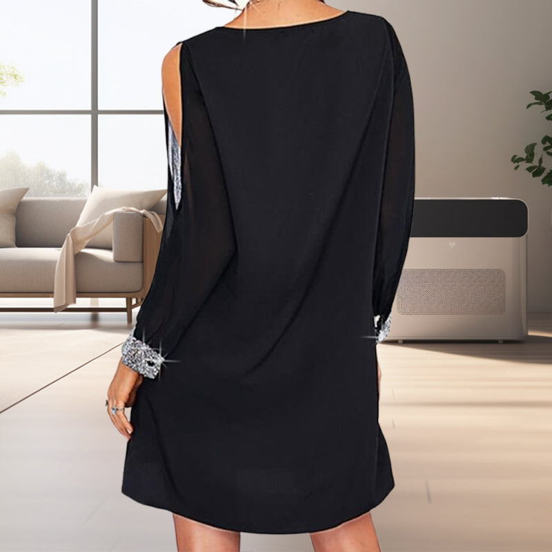 Glamorous – Schulterfreies Kleid mit V-Ausschnitt und Glitzerbesatz