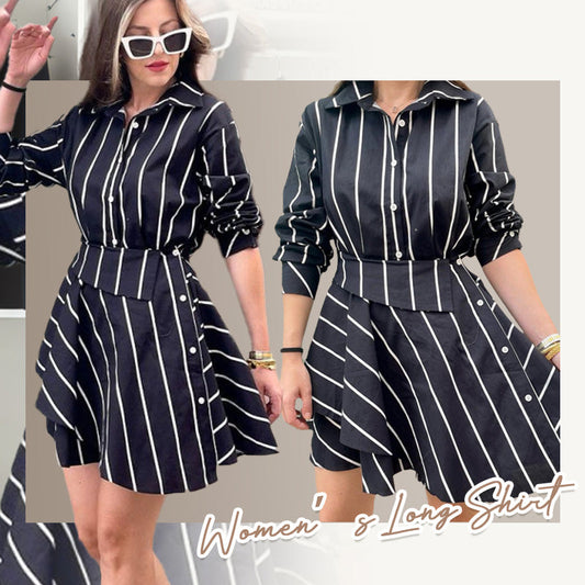 Langes Damenshirt mit asymmetrischem Wickelrock