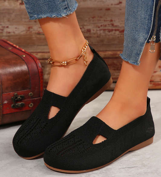 Bequeme, atmungsaktive Strick-Flachschuhe für Damen