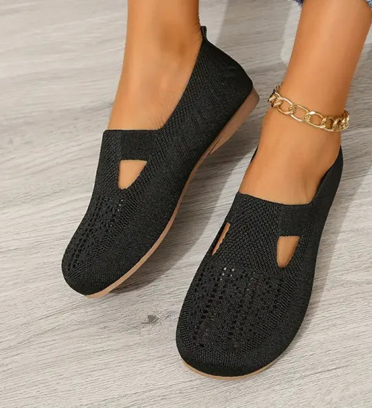 Bequeme, atmungsaktive Strick-Flachschuhe für Damen
