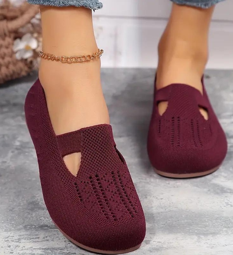 Bequeme, atmungsaktive Strick-Flachschuhe für Damen