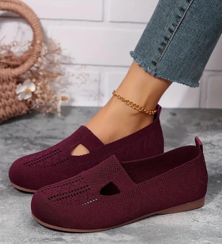 Bequeme, atmungsaktive Strick-Flachschuhe für Damen