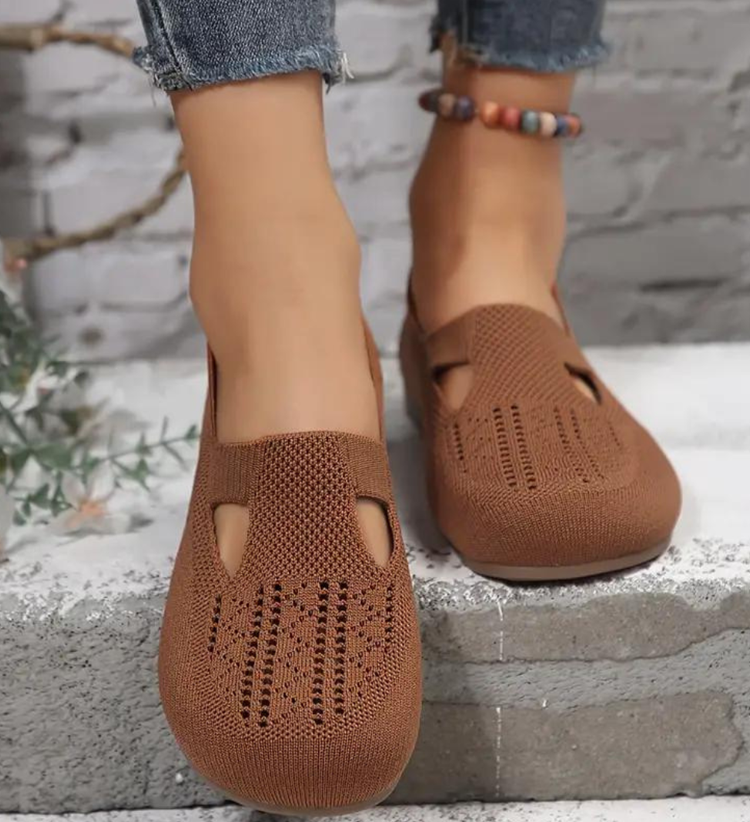Bequeme, atmungsaktive Strick-Flachschuhe für Damen