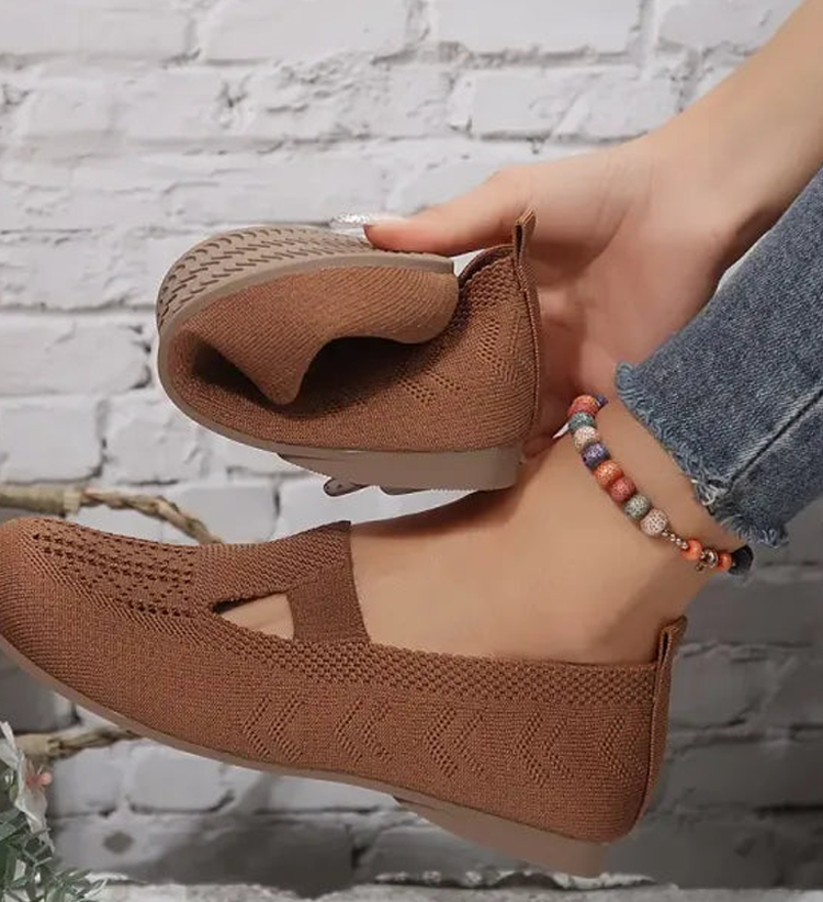 Bequeme, atmungsaktive Strick-Flachschuhe für Damen