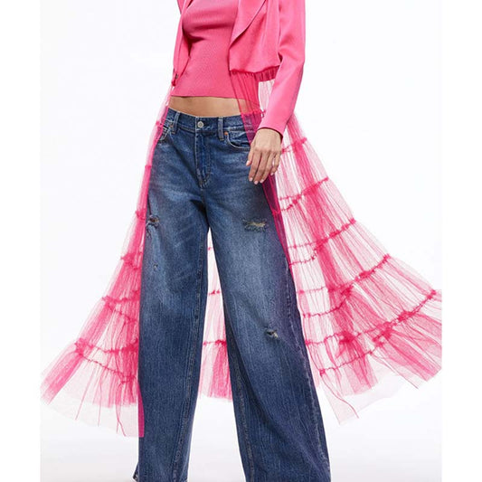 Trendy Unique Mesh Patchwork Blazer für Damen