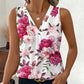 Ärmellose Bluse mit V-Ausschnitt und Blumendruck für Damen