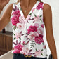 Ärmellose Bluse mit V-Ausschnitt und Blumendruck für Damen