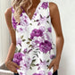 Ärmellose Bluse mit V-Ausschnitt und Blumendruck für Damen