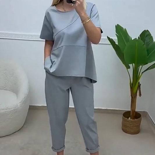 ⏳24-Stunden-Lieferung💥Zweiteiliges Set aus Kurzarmoberteilen und -hosen für Damen