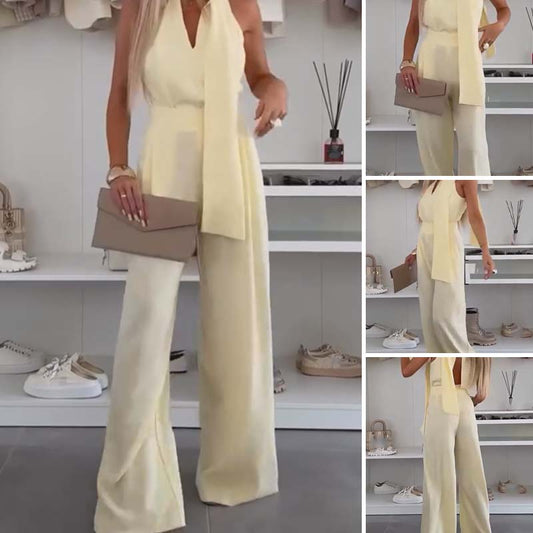 Damen ärmelloser Jumpsuit mit weitem Bein