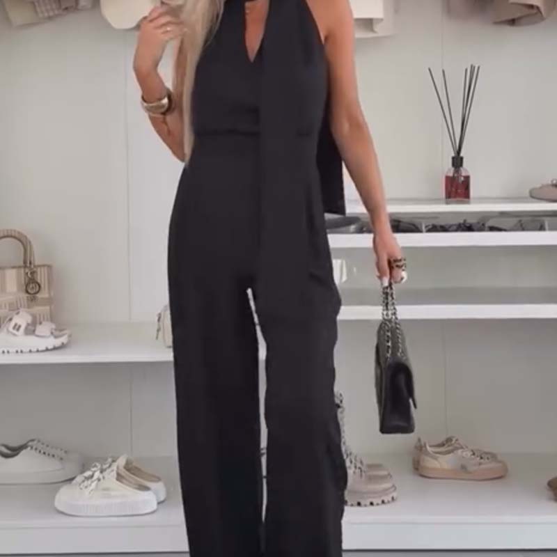 Damen ärmelloser Jumpsuit mit weitem Bein