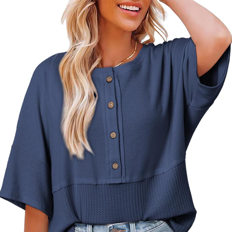 Lässiges Button-Down-Oberteil aus Waffelstrick