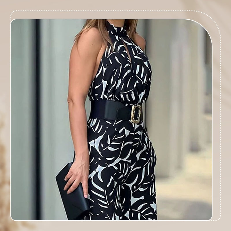 Jumpsuits mit weitem Bein und ärmellosem Print für Damen