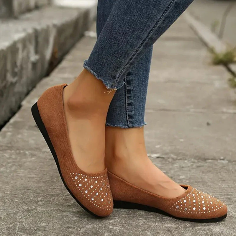 Bequeme Damen Slipper mit Strassverzierung