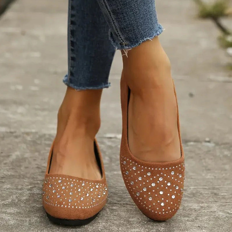 Bequeme Damen Slipper mit Strassverzierung