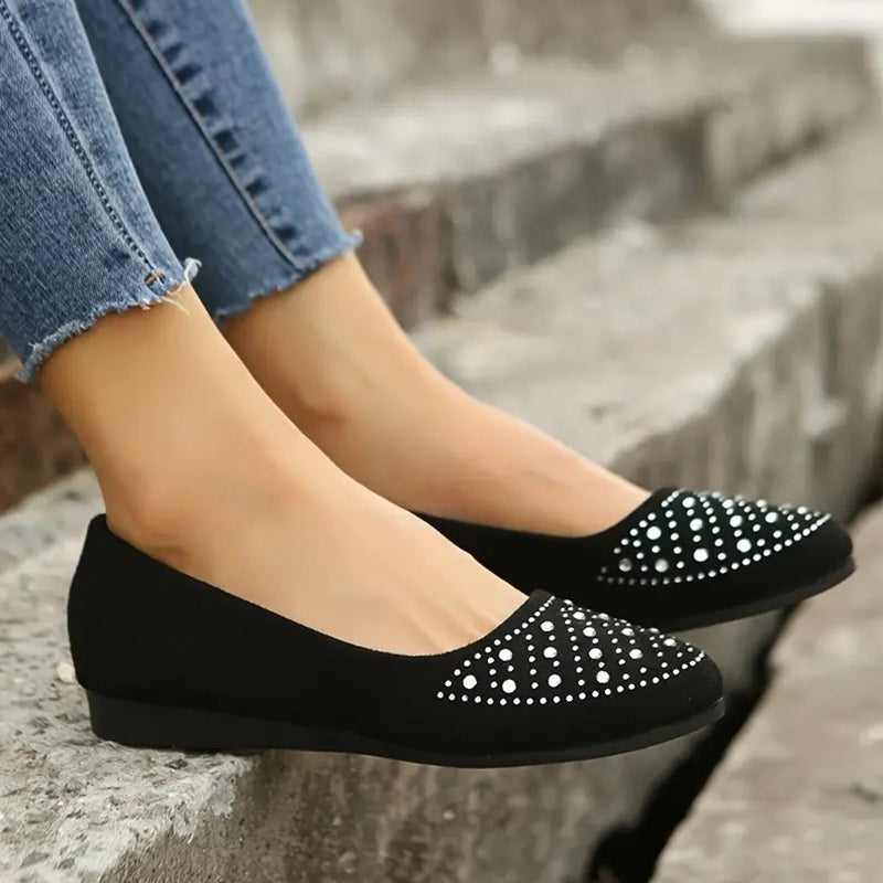 Bequeme Damen Slipper mit Strassverzierung