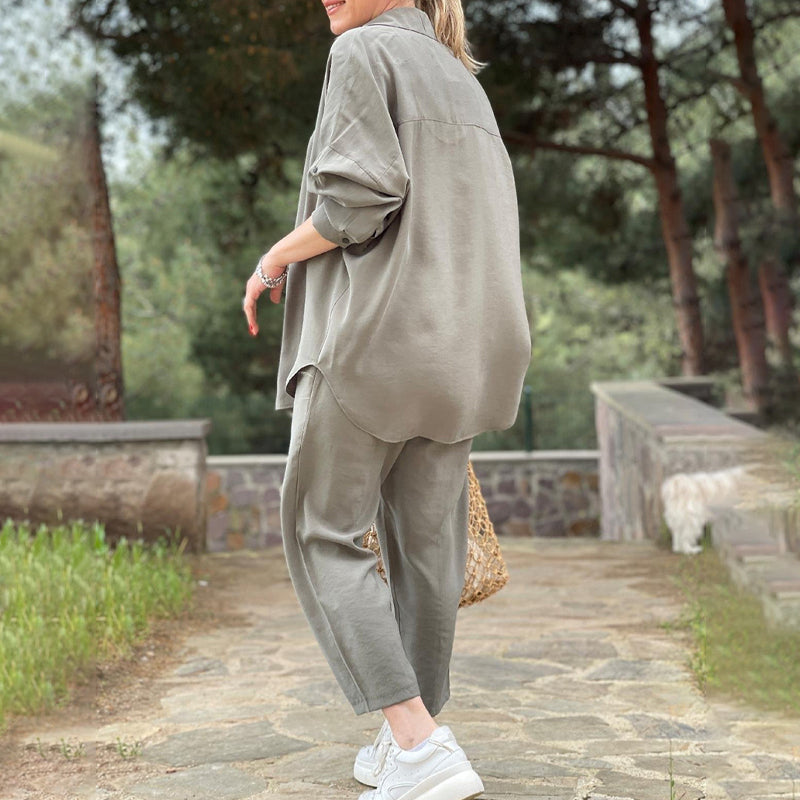 Klassisches Button-Down-Hemd & Kordelzug-Hose im Set