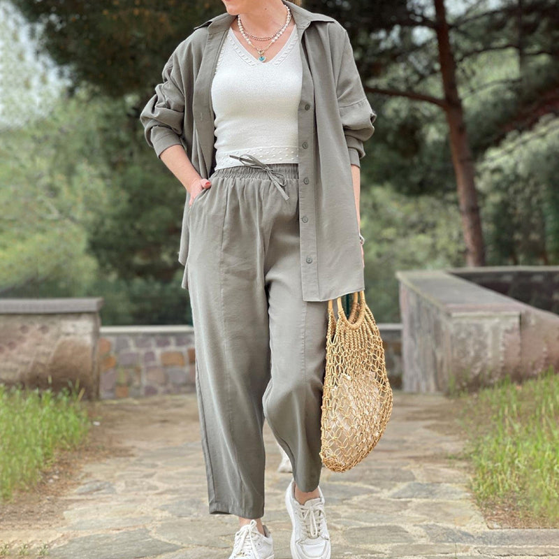 Klassisches Button-Down-Hemd & Kordelzug-Hose im Set