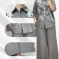 Elegantes Set aus Bluse und Hose mit Blumendruck und weitem Bein für Damen
