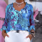 Damen Vintage Chiffonbluse mit Blumen- und Leoparden-Patchwork