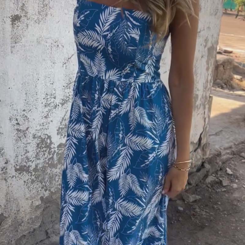 Bedrucktes ärmelloses Maxikleid für Damen