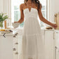 Elegantes Damen-Kleid mit Spaghettiträgern, sexy tiefem V-Ausschnitt