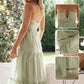 Elegantes Damen-Kleid mit Spaghettiträgern, sexy tiefem V-Ausschnitt